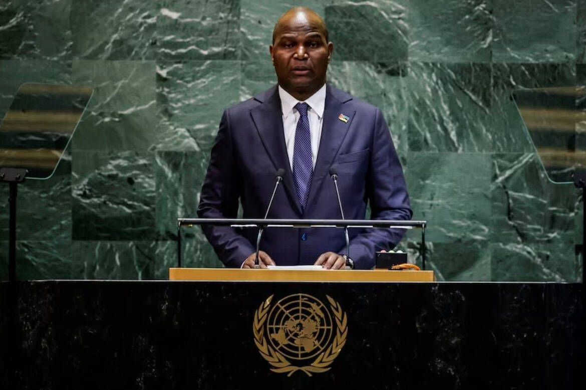 Mozambique official speaking at UN about $20B gas project revival.