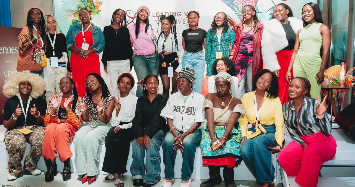 Group of women at Tems’ South Africa women in music event, celebrating emerging female artists.