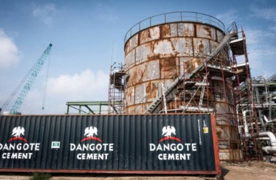 Dangote Cement plant in Africa with capacity expansion infrastructure.