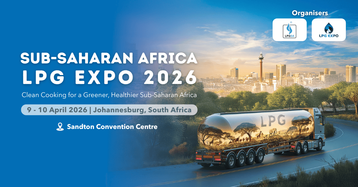 LPG truck at Johannesburg LPG Summit promoting clean cooking solutions in Africa.