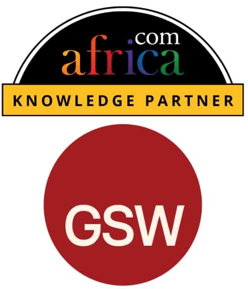 Africa.com logo featuring GSW partnership for legal and technological insights.