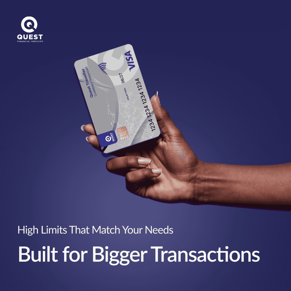 Prepaid Visa card held in hand for Zimbabwe transactions.