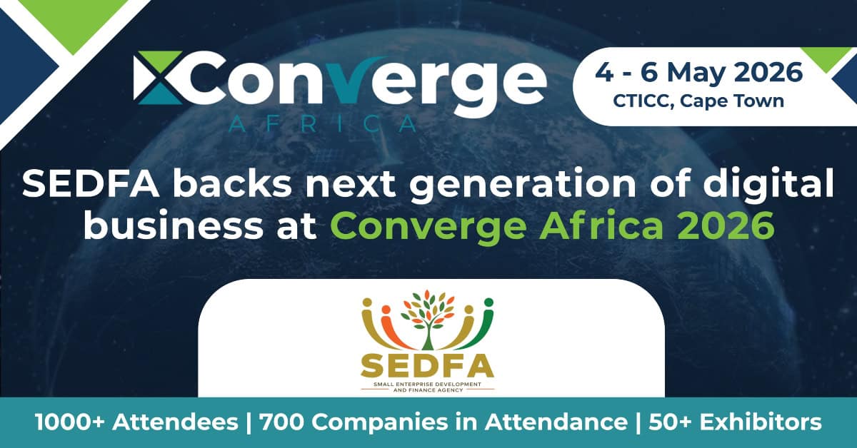 Converge Africa 2026 event banner showcasing SEDFA supporting Africa’s emerging digital entrepreneur.