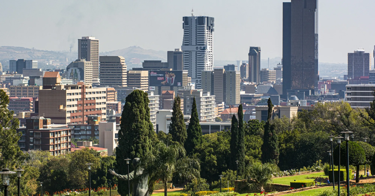 Nairobi city skyline with modern buildings and green parks in Kenya.