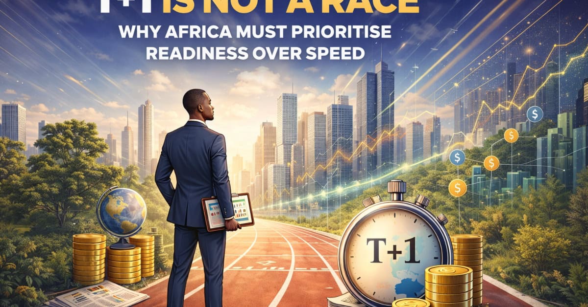 Businessman analyzing financial data for Africa's settlement readiness and economic growth.