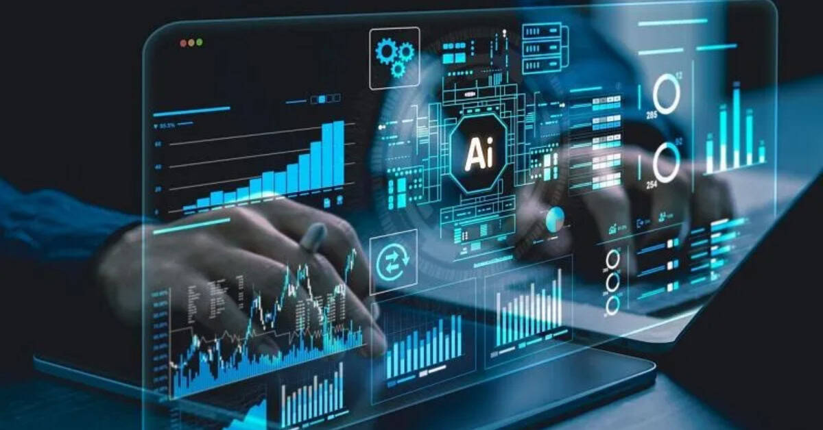 Digital AI and data analytics interface showcasing Africa's tech growth.