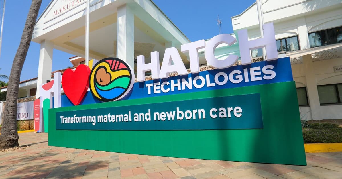 Hatch Technologies sign promoting maternal and newborn care in Africa.