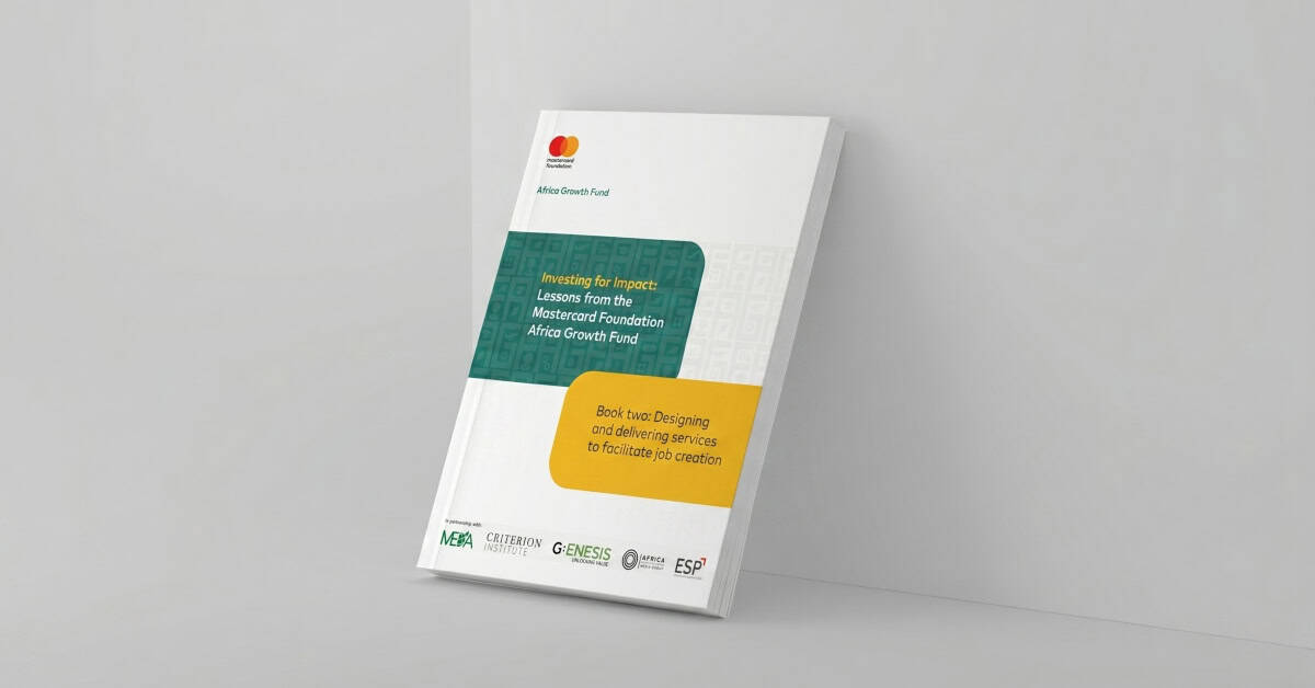Cover of the MasterCard Foundation Africa Growth Fund learning book on services and job creation.