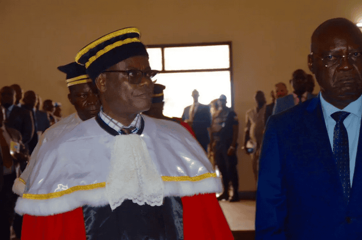 Justice officials at a formal event in the Central African Republic.