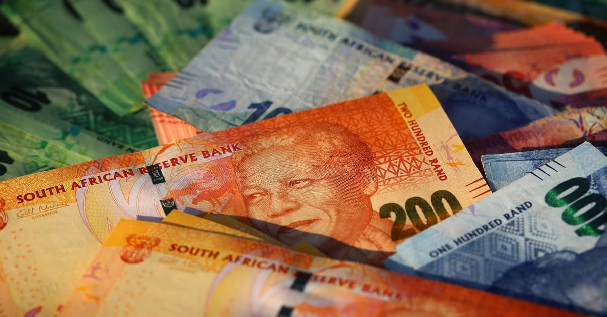 Colorful South African Rand banknotes showcasing currency diversity.