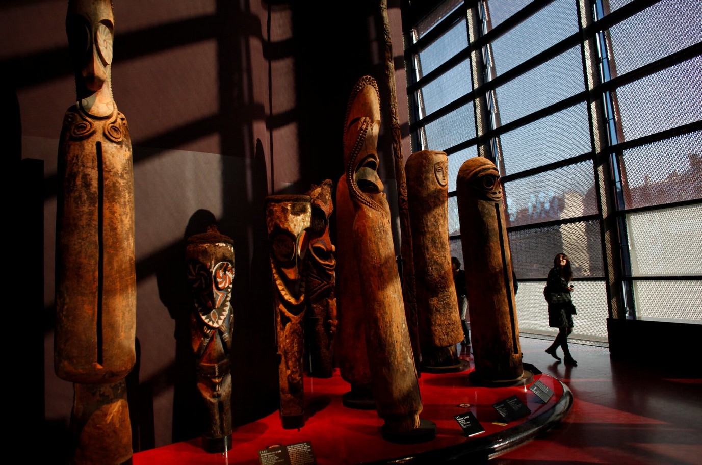 African tribal masks and sculptures exhibit cultural heritage.