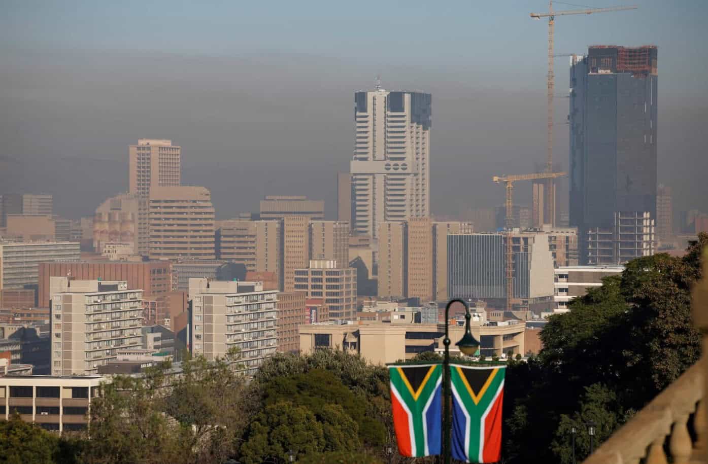 Skyscrapers and urban development in Johannesburg, South Africa.
