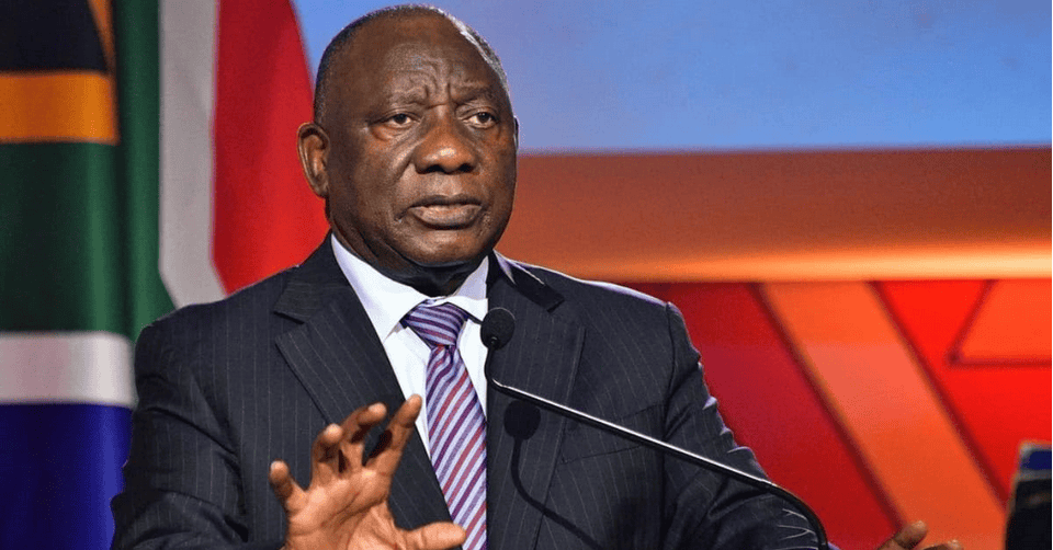 South African politician speaking at ANC crisis meeting on Ramaphosa scandal.
