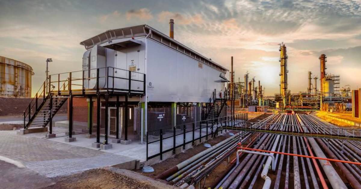 Industrial carbon capture and storage facility in South Africa for low-carbon energy.
