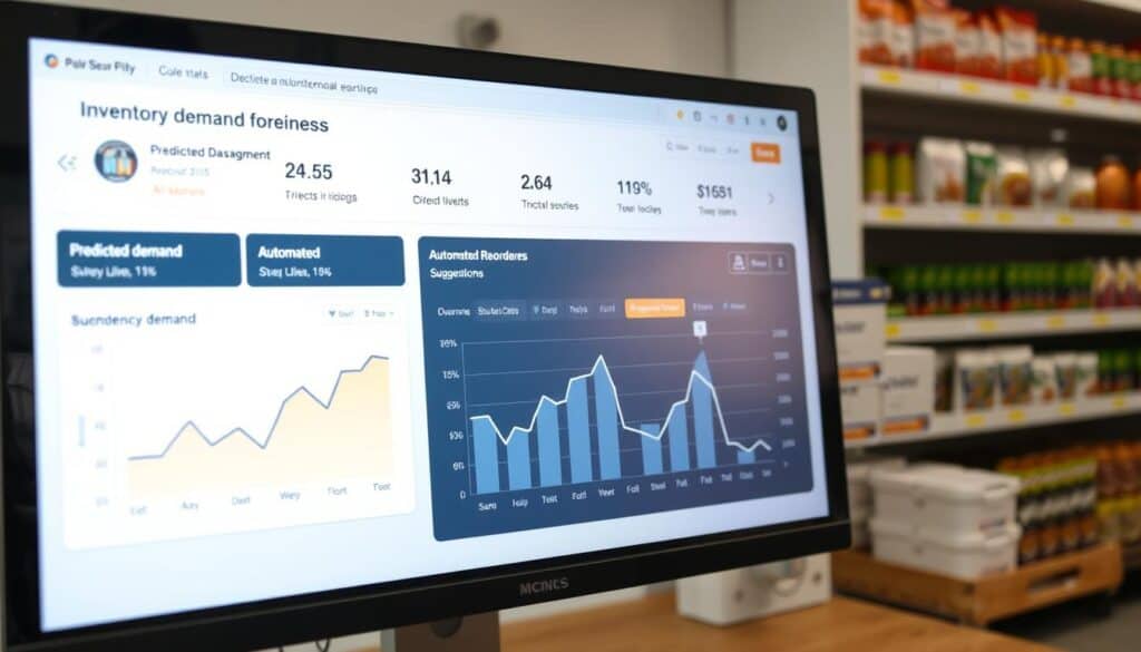 AI-powered inventory management dashboard showing stock levels and demand forecasts for a Nigerian retailer