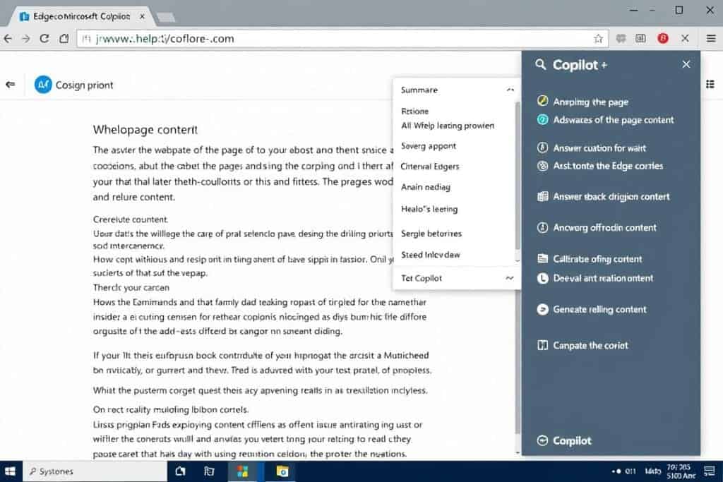 Copilot in Microsoft Edge browser providing contextual assistance while browsing