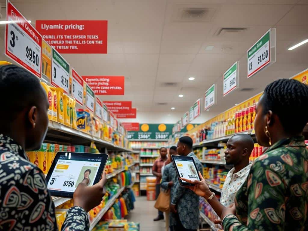 Dynamic pricing in action at a Nigerian retail store with electronic shelf labels