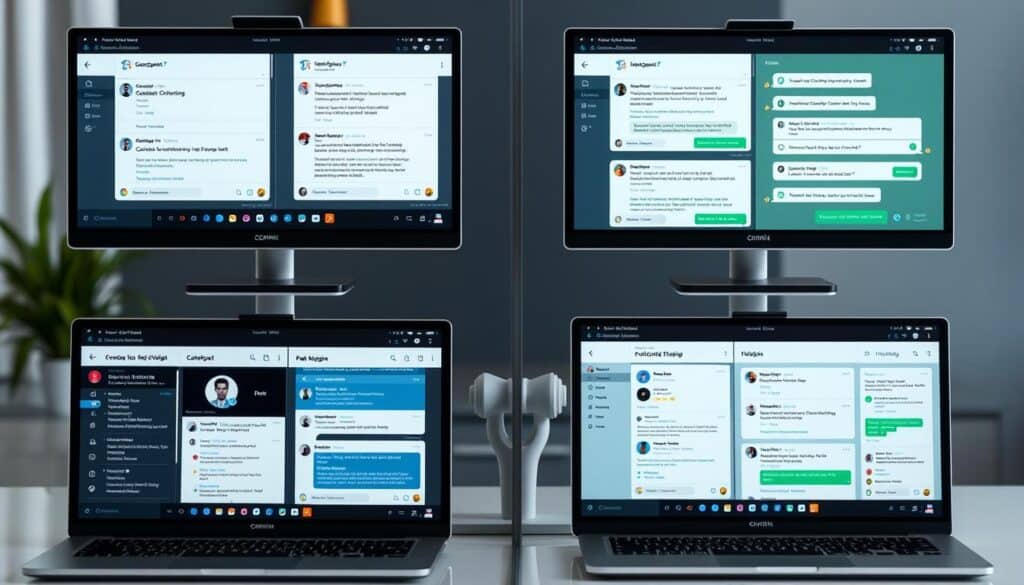 Comparison of free ChatGPT alternatives showing different AI interfaces on multiple screens