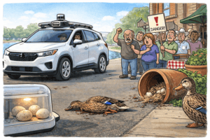 Self-Driving Car Strikes and Kills Mother Duck in Texas