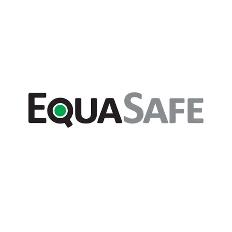 Equasafe logo, styling the "q" as an on button.