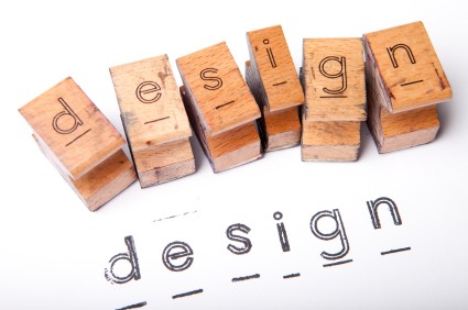 Typsetter's blocks spelling out "Design"