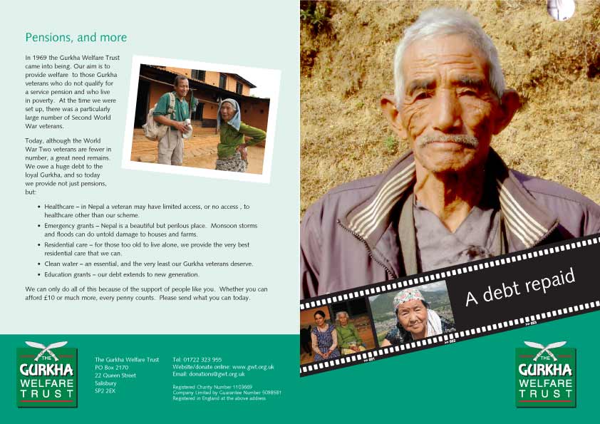 Direct mail four-panel leaflet, exterior side.