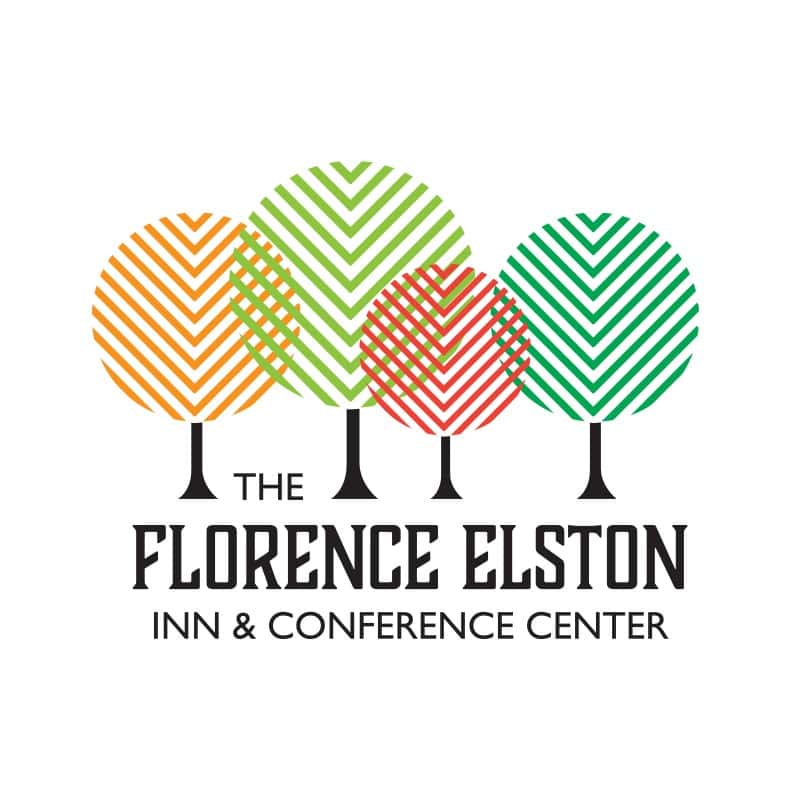 Logo option presented for the conference center featuring trees shaped from chevrons.
