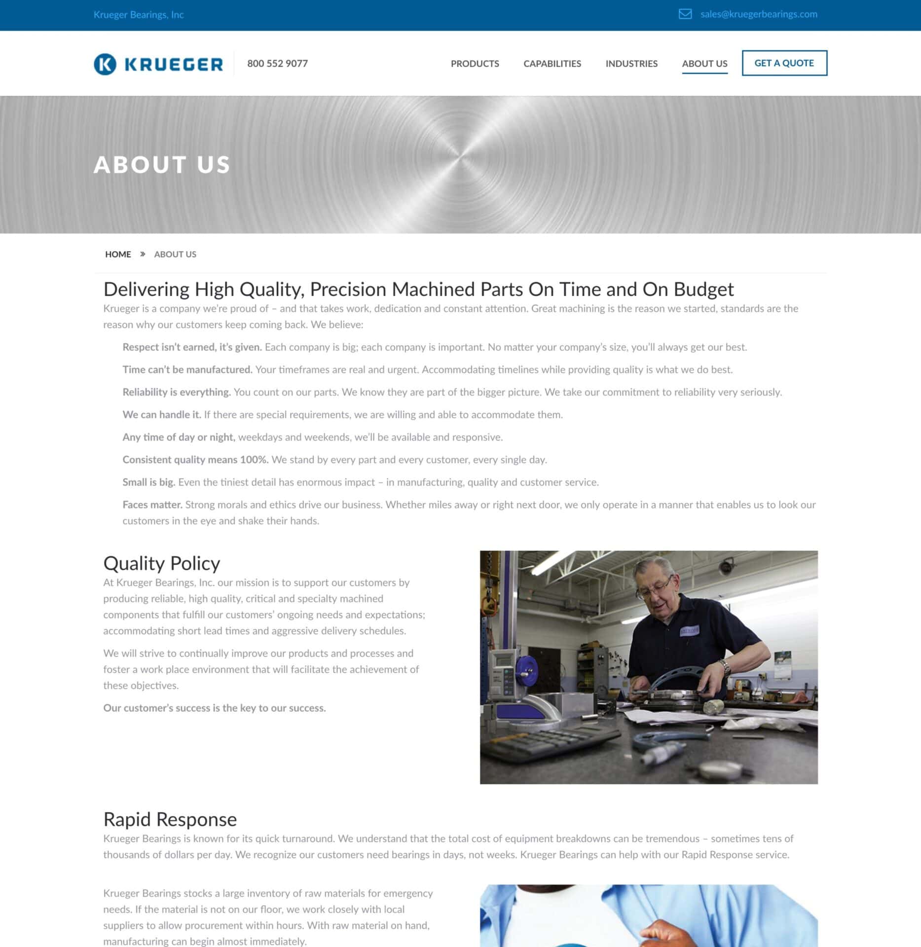 About us web page.
