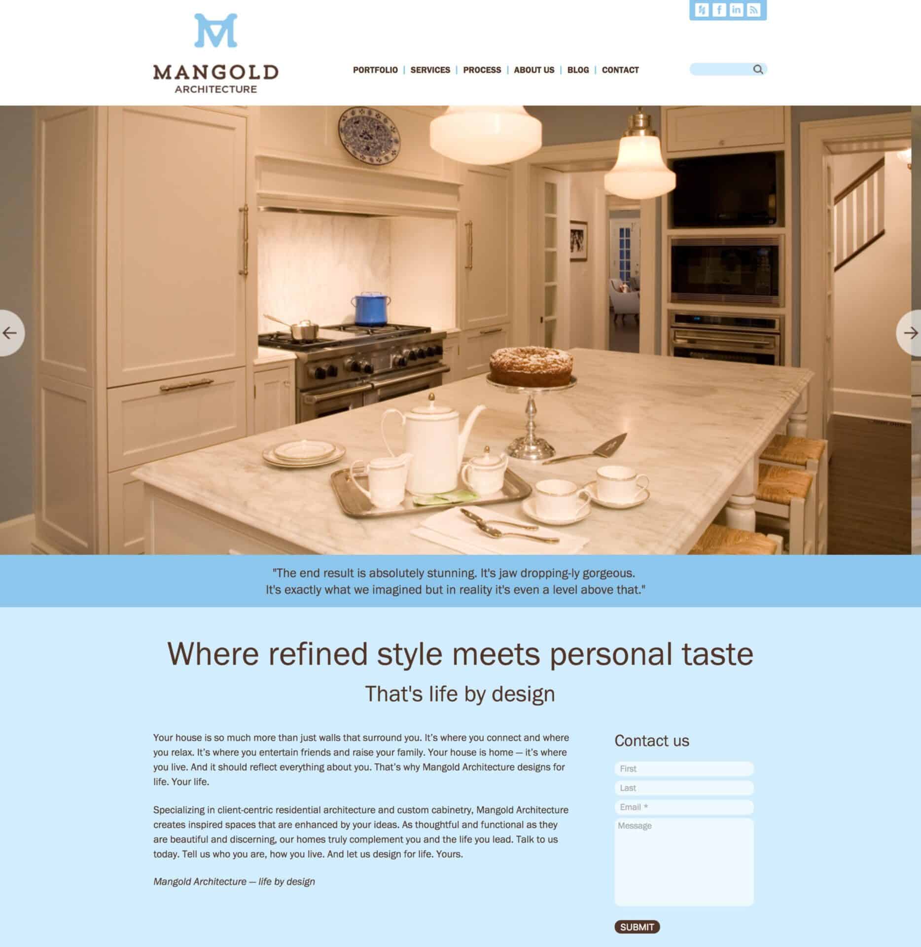 Mangold Architecture website, home page.