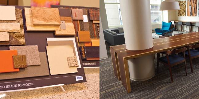 Wood samples and project photo.