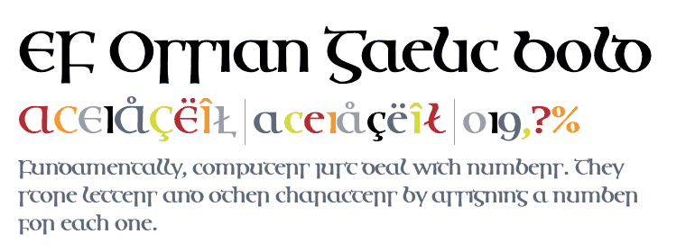 Example of Gaelic font.