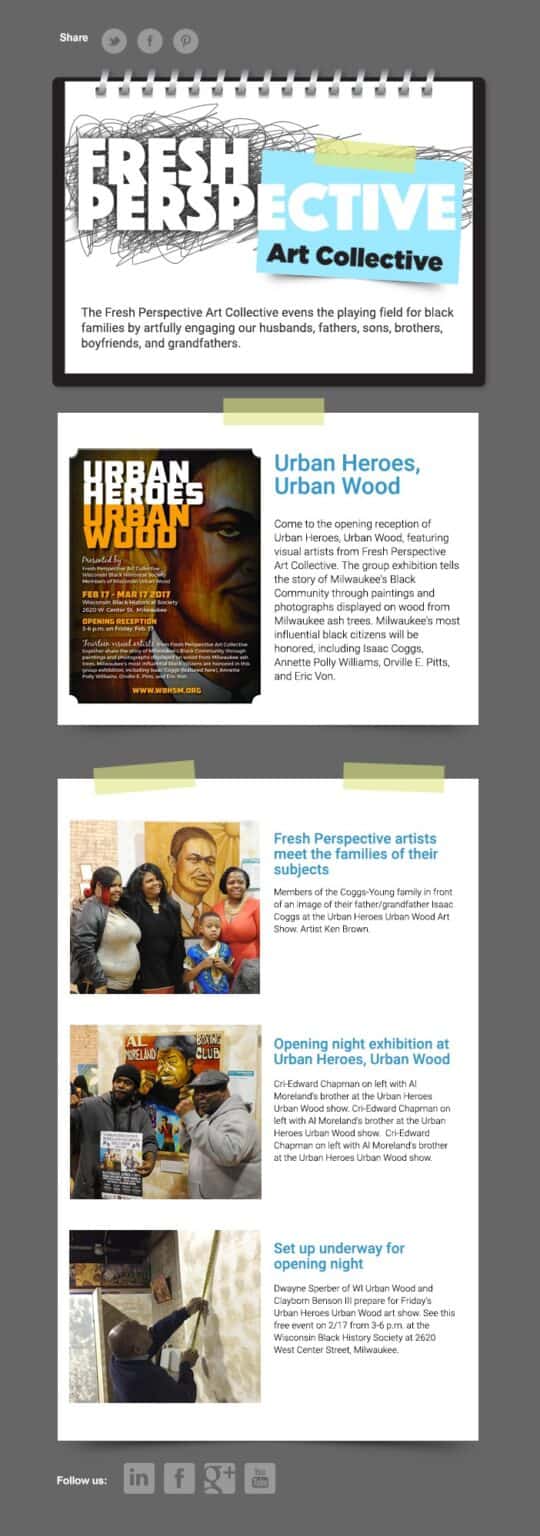 Fresh Perspectives layout for art collective ePublication.