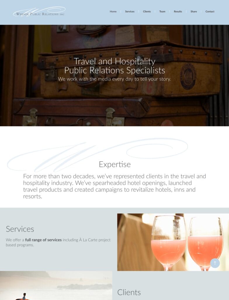 Werner PR home page design.