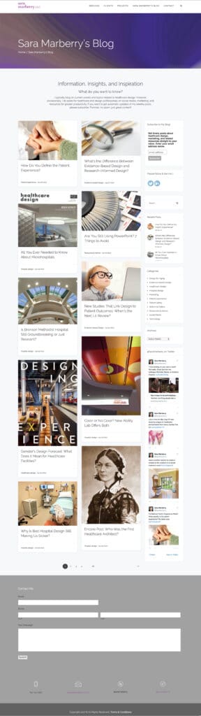 Blog landing page.