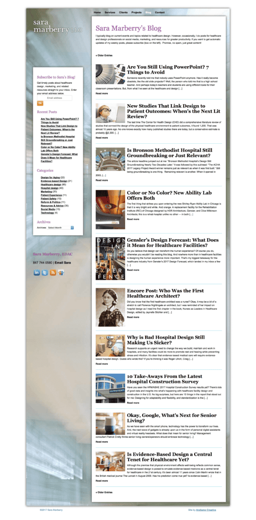 Sara's Blog, previous version.