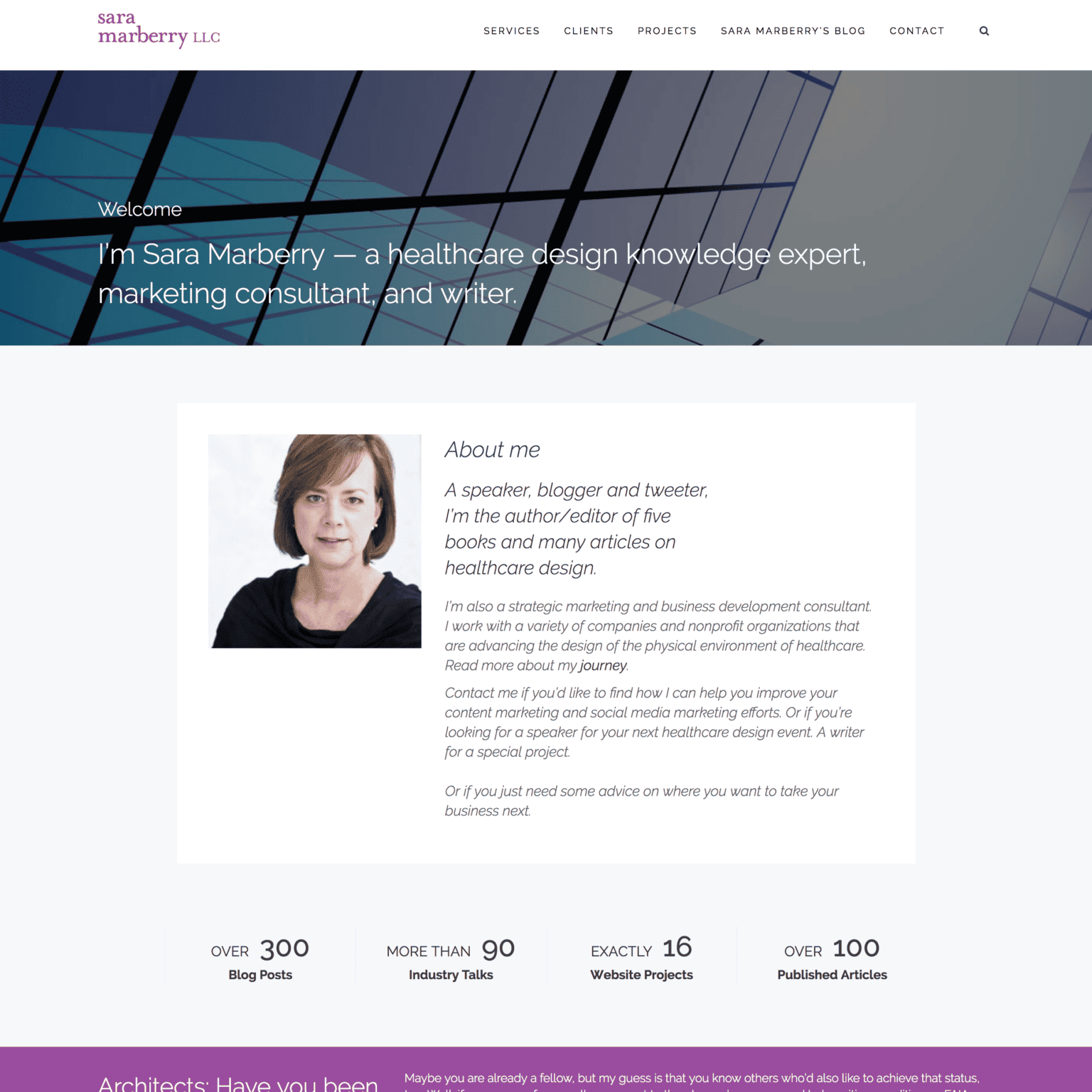 Home page for Sara Marberry consultantcy website.
