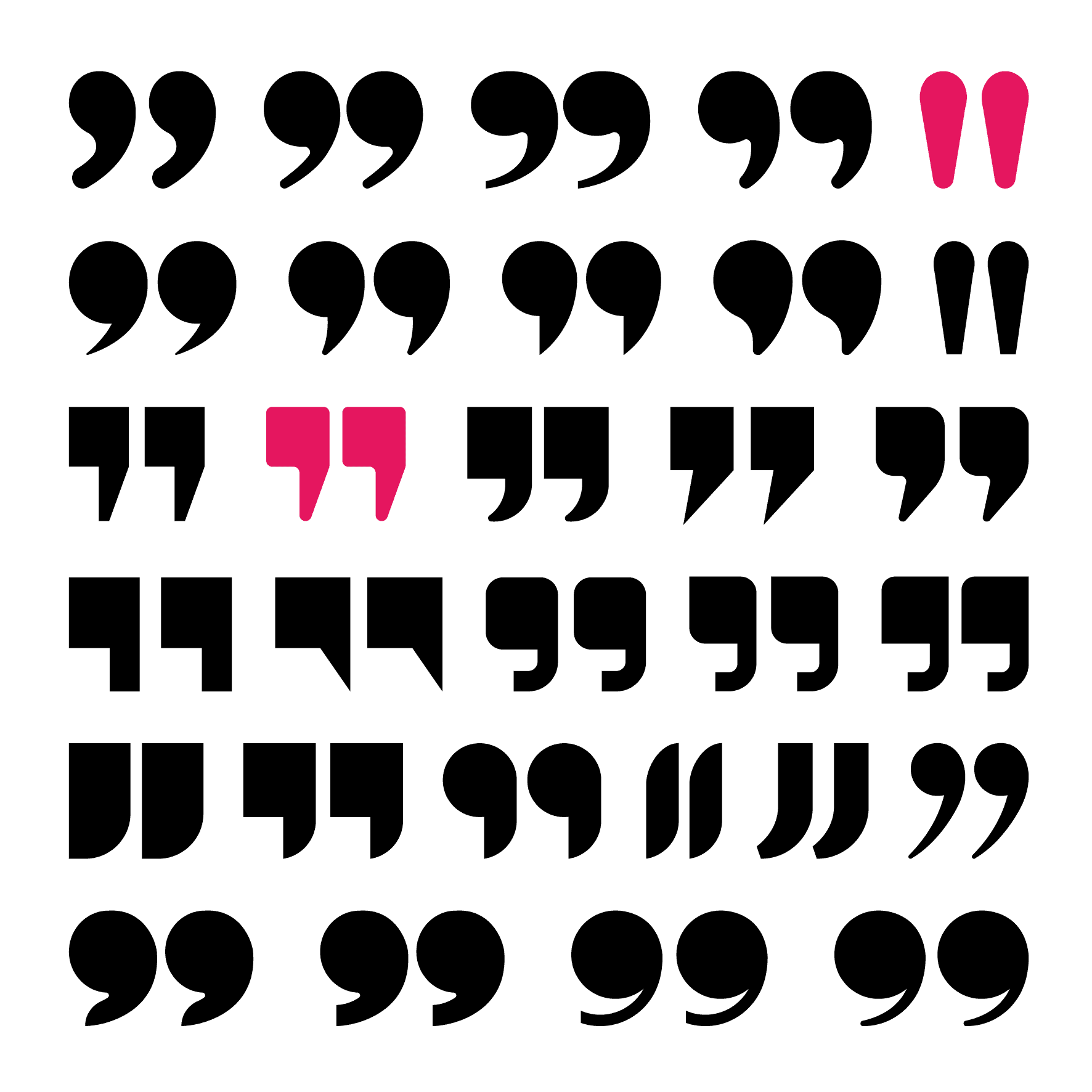 Selection of quote marks in different fonts.