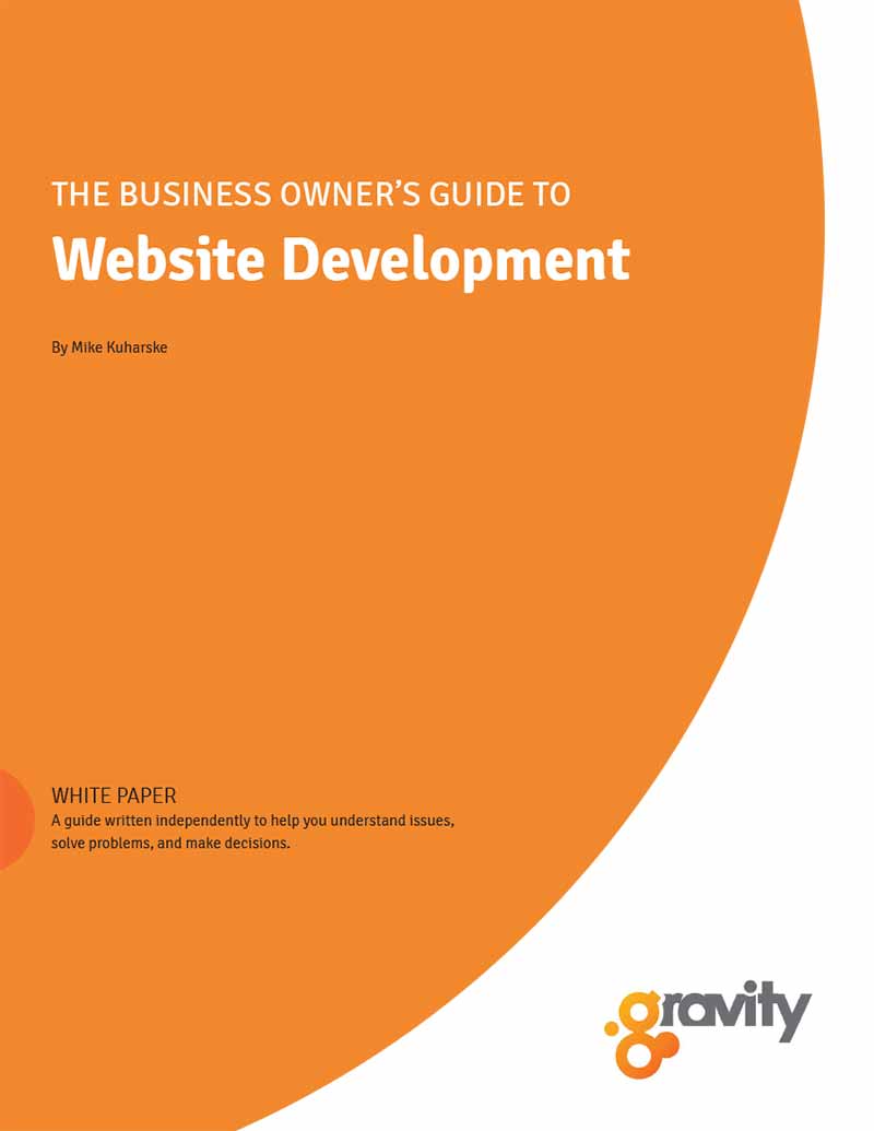 Whitepaper for Gravity Marketing focusing on Web Development, cover page
