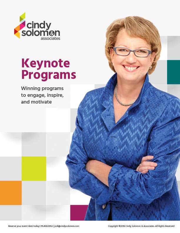 Cindy Solomon & Associates Speakers Packet. front cover.