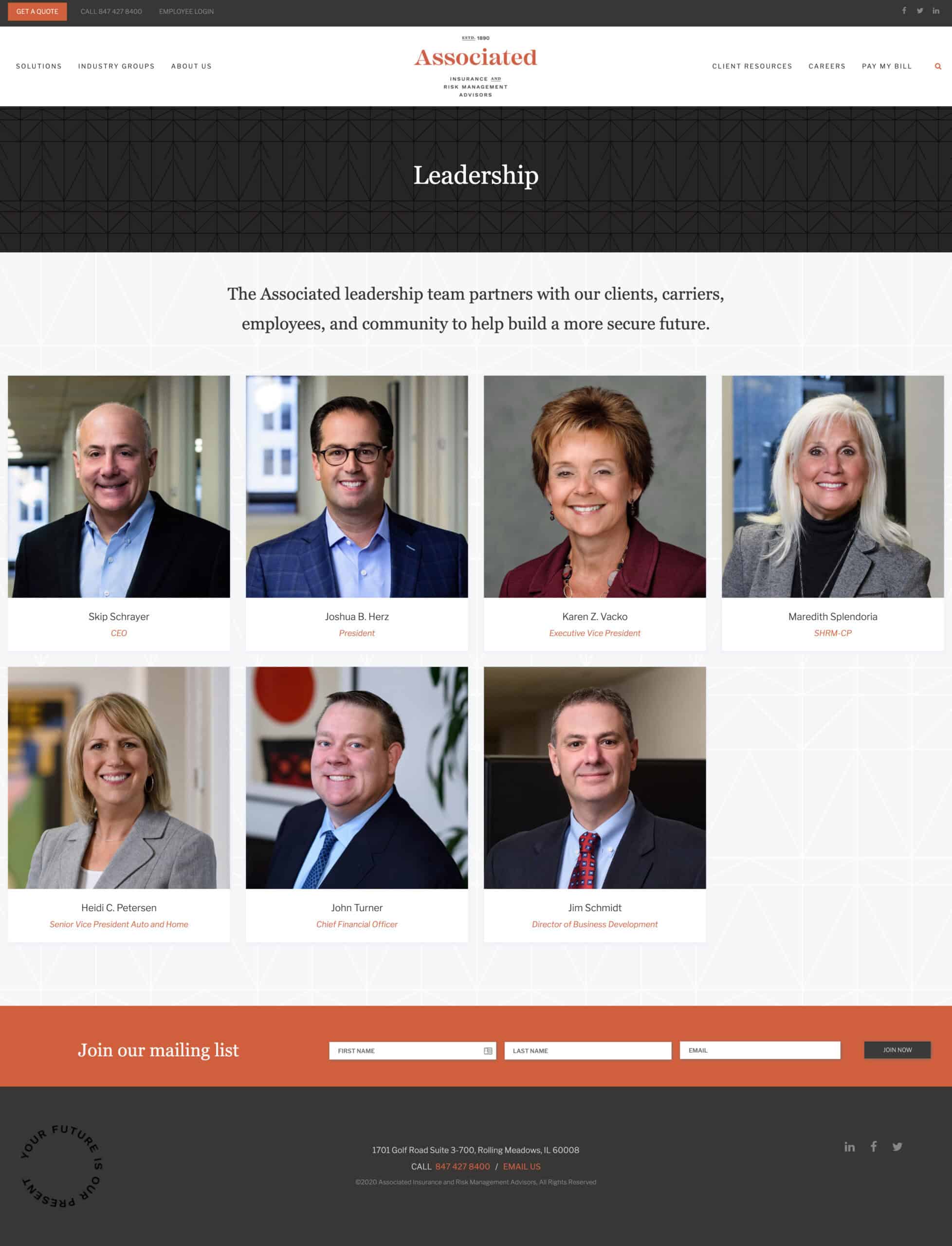 Leadership team grid.