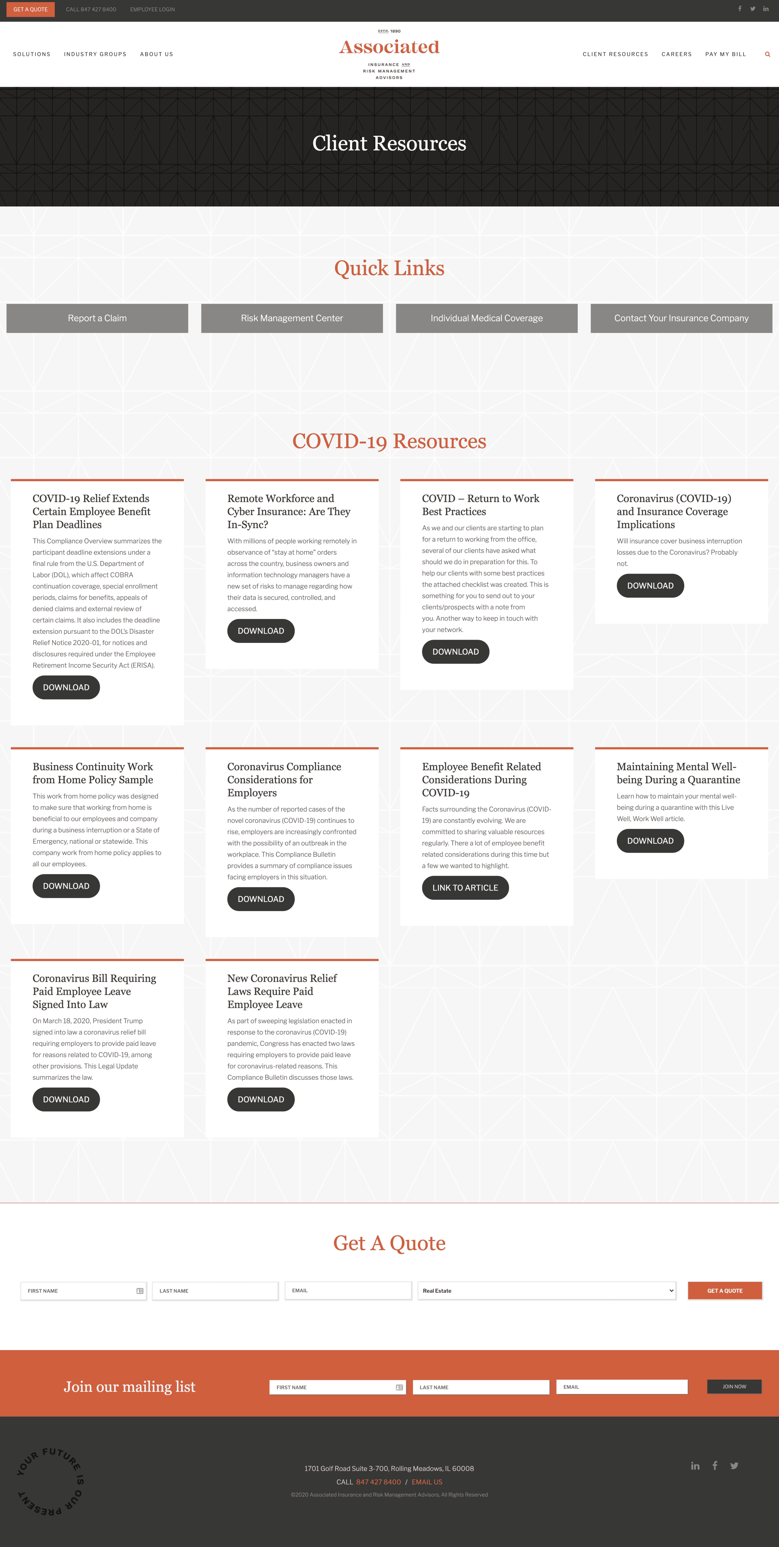 Resources landing page.