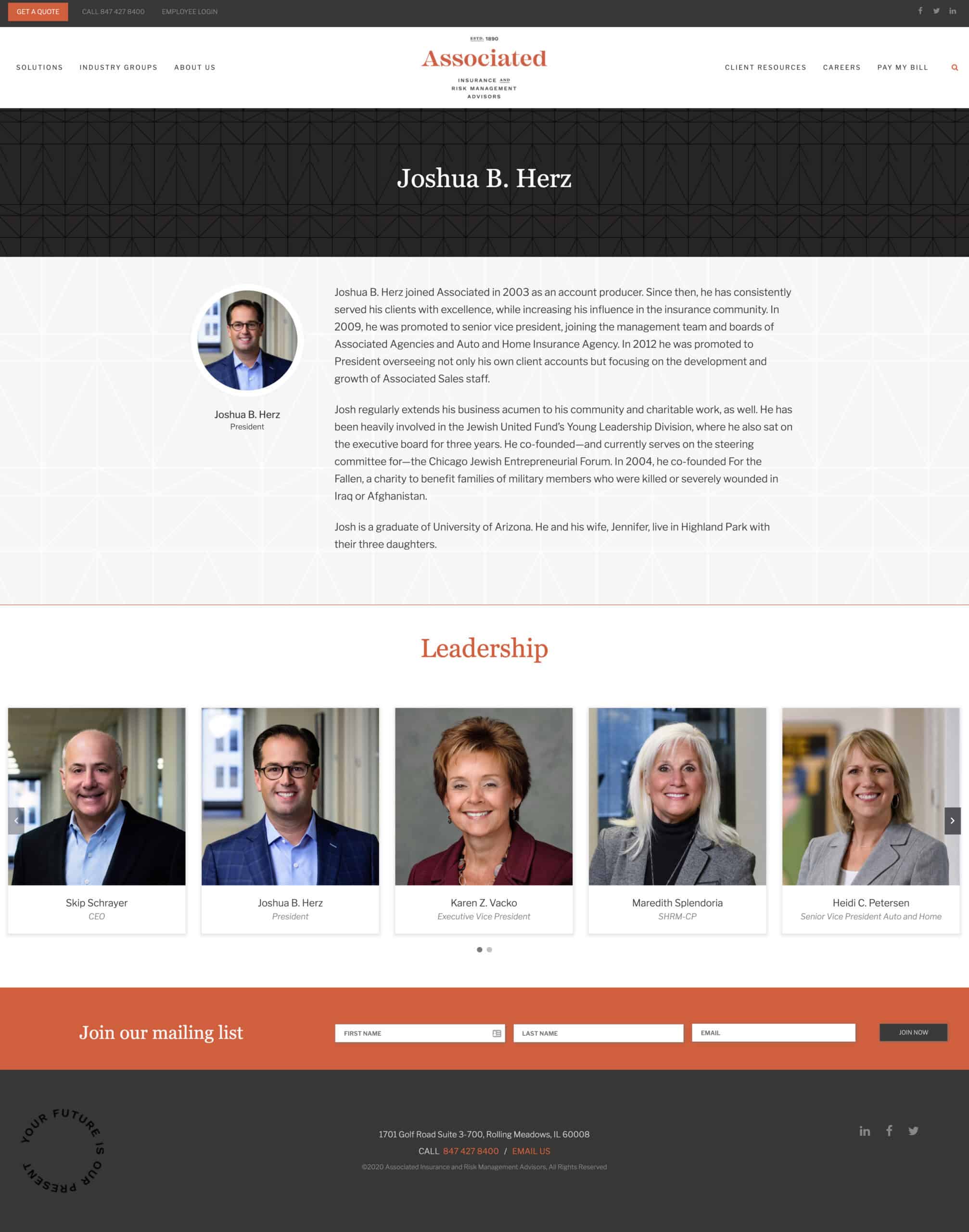 Sample team bio page.