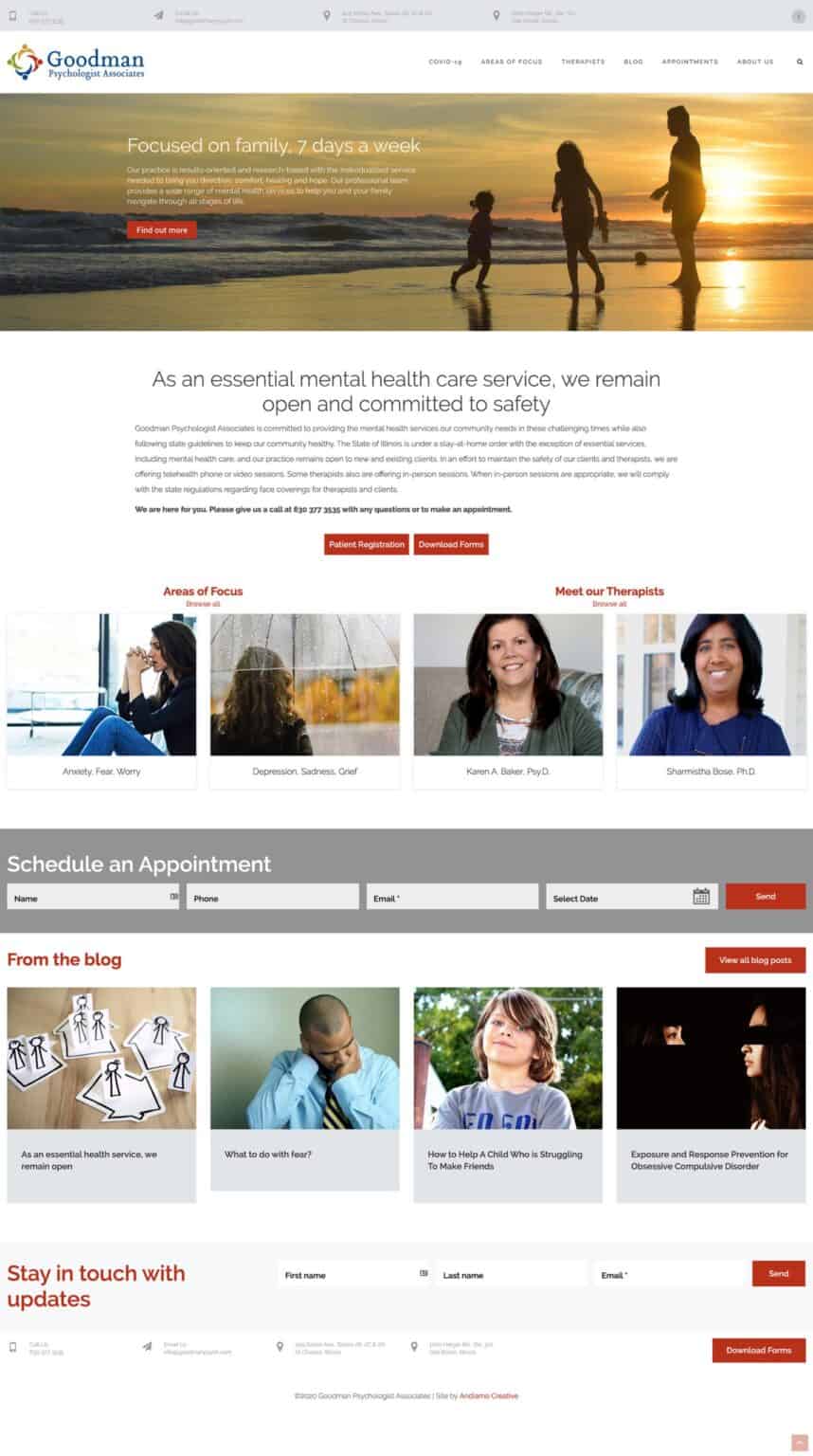 Goodman Psychology Associates website, home page.