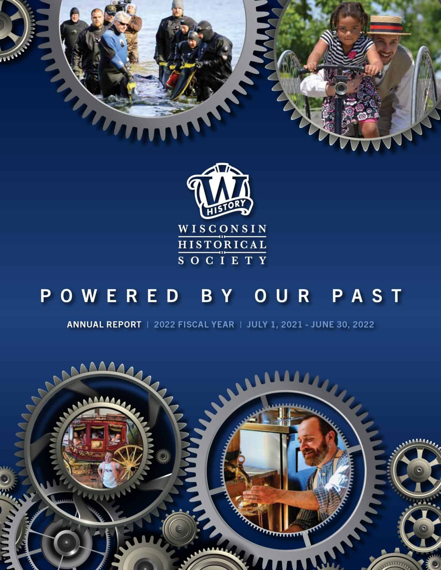 Annual report cover, theme "powered by our past".