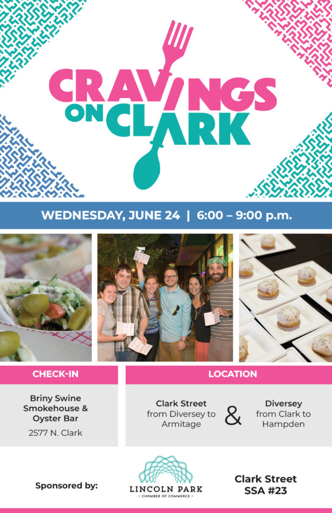 Front of Cravings on Clark direct-mail postcard promoting the annual tasting crawl event.