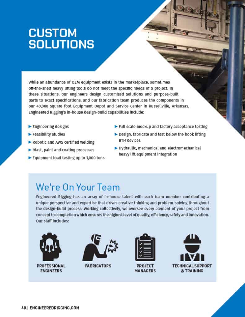 Custom solutions page.