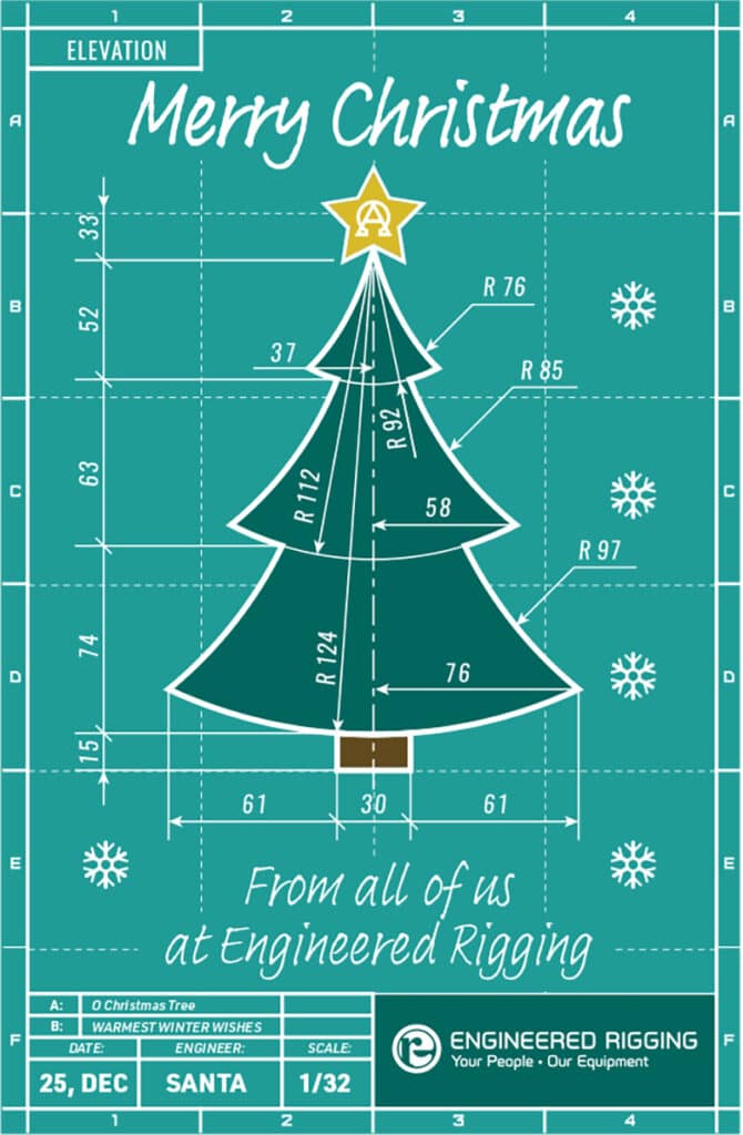 Holiday greeting card 2024, blueprint of a Christmas tree.