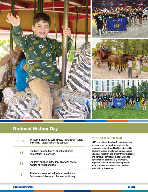 Page 23 - Large photo of child waving from a carousel and other events.