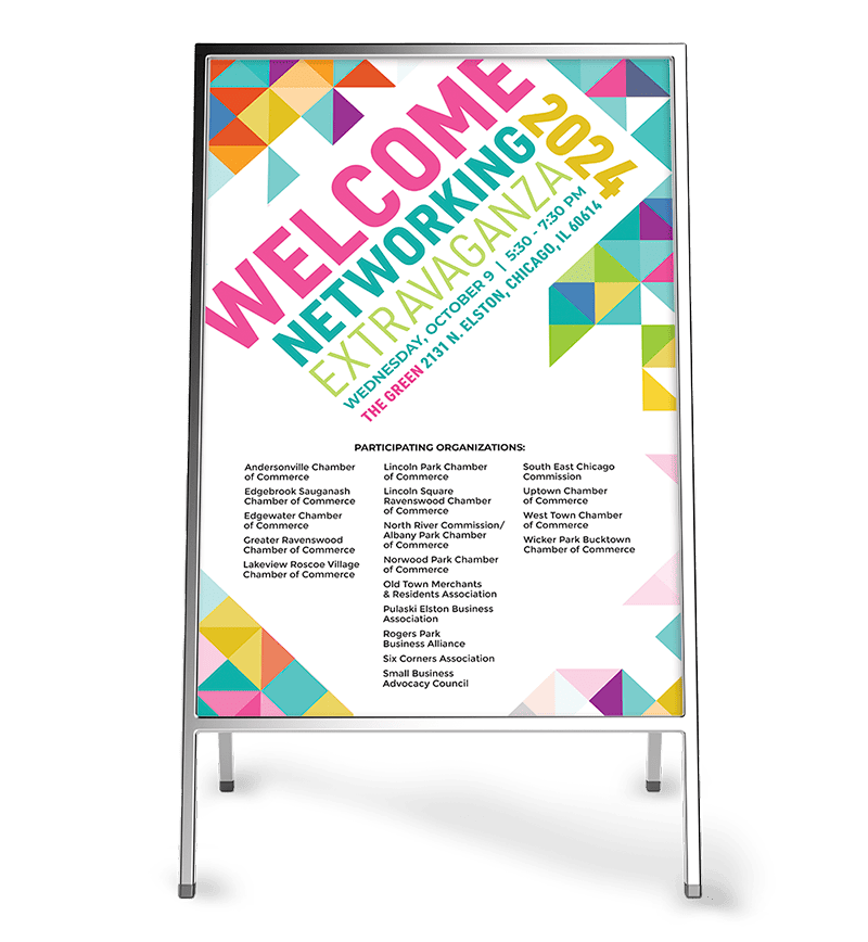 Event signage for networking event.
