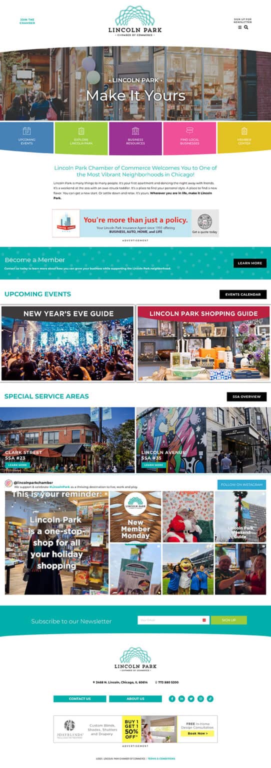 Chamber of commerce website home page.